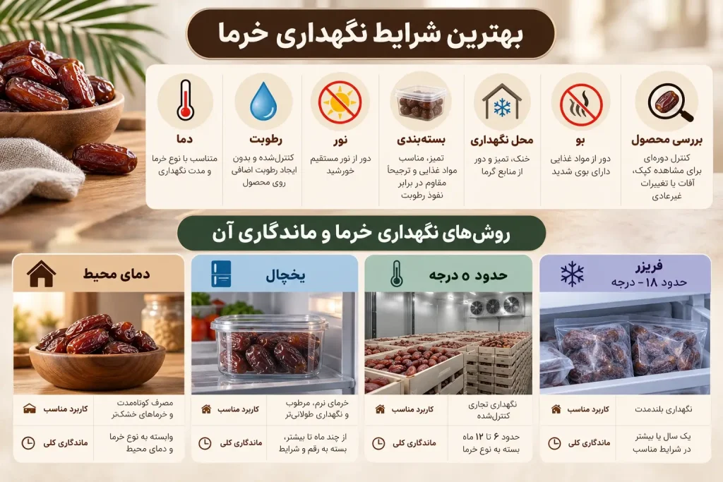 بهترین شرایط نگهداری خرما